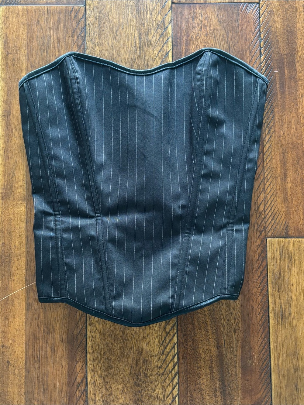 Black Pinstripe Corset Top
